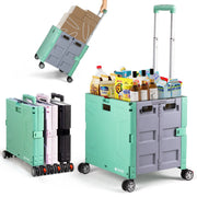 Folding Utility Cart Rolling Crate Handcart,165LBS Durable Heavy Duty, 60L Foldable Shopping Cart,for Groceries, Tools, Office, Teacher, Storage - Hombetta