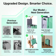 Folding Utility Cart Rolling Crate Handcart,165LBS Durable Heavy Duty, 60L Foldable Shopping Cart,for Groceries, Tools, Office, Teacher, Storage - Hombetta