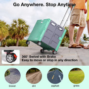 Folding Utility Cart Rolling Crate Handcart,165LBS Durable Heavy Duty, 60L Foldable Shopping Cart,for Groceries, Tools, Office, Teacher, Storage - Hombetta