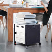 Folding Utility Cart Rolling Crate Handcart,165LBS Durable Heavy Duty, 60L Foldable Shopping Cart,for Groceries, Tools, Office, Teacher, Storage - Hombetta