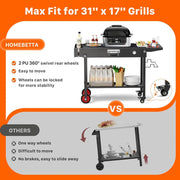 HOMBETTA Portable Grill Table Cart with Wheels, All-Terrain Blackstone Griddle Stand for 17