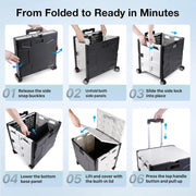 Folding Utility Cart Rolling Crate Handcart,165LBS Durable Heavy Duty, 60L Foldable Shopping Cart,for Groceries, Tools, Office, Teacher, Storage - Hombetta