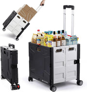 Folding Utility Cart Rolling Crate Handcart,165LBS Durable Heavy Duty, 60L Foldable Shopping Cart,for Groceries, Tools, Office, Teacher, Storage - Hombetta