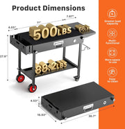 HOMBETTA Portable Grill Table Cart with Wheels, All-Terrain Blackstone Griddle Stand for 17