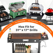 HOMBETTA Portable Grill Table Cart with Wheels, All-Terrain Blackstone Griddle Stand for 17