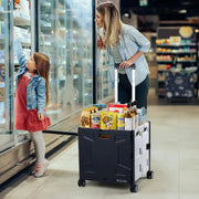 Folding Utility Cart Rolling Crate Handcart,165LBS Durable Heavy Duty, 60L Foldable Shopping Cart,for Groceries, Tools, Office, Teacher, Storage - Hombetta