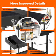HOMBETTA Portable Grill Table Cart with Wheels, All-Terrain Blackstone Griddle Stand for 17