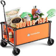 Collapsible Utility Cart with Wheels, 150L Lightweight Foldable, Portable Rolling Wagon for Garden, Shopping, Sports, Camping, Transport - Hombetta