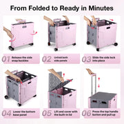 Folding Utility Cart Rolling Crate Handcart,165LBS Durable Heavy Duty, 60L Foldable Shopping Cart,for Groceries, Tools, Office, Teacher, Storage - Hombetta
